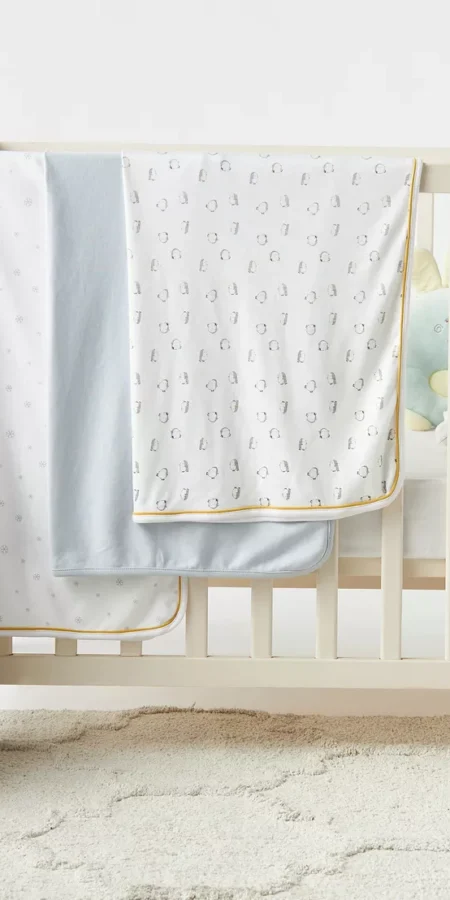 Juniors 3-Piece Assorted Receiving Blanket Set - 80x80 cm