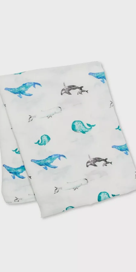 Lulujo Bamboo Swaddle, Whales
