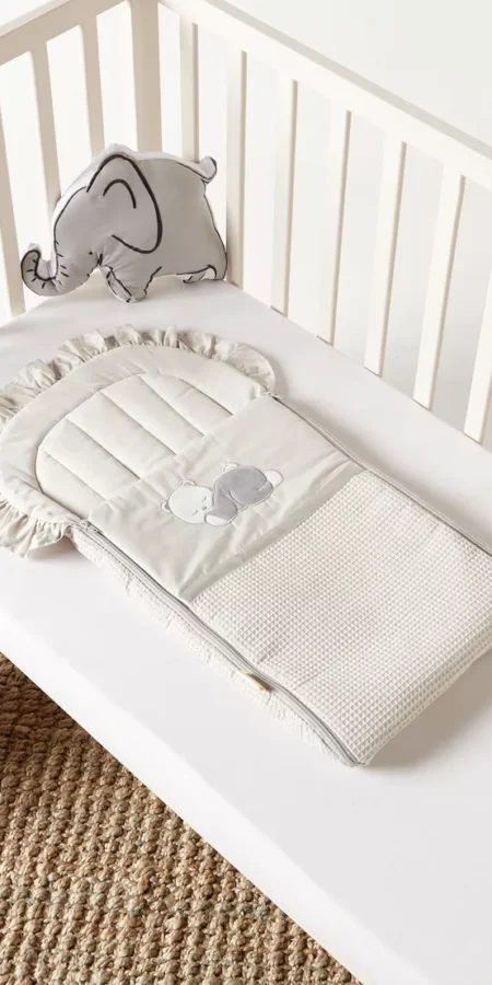 Giggles Bear Applique Nest Bag with Frill Detail