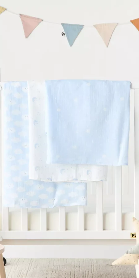 Juniors Printed Muslin Swaddle Blankets - Set of 3