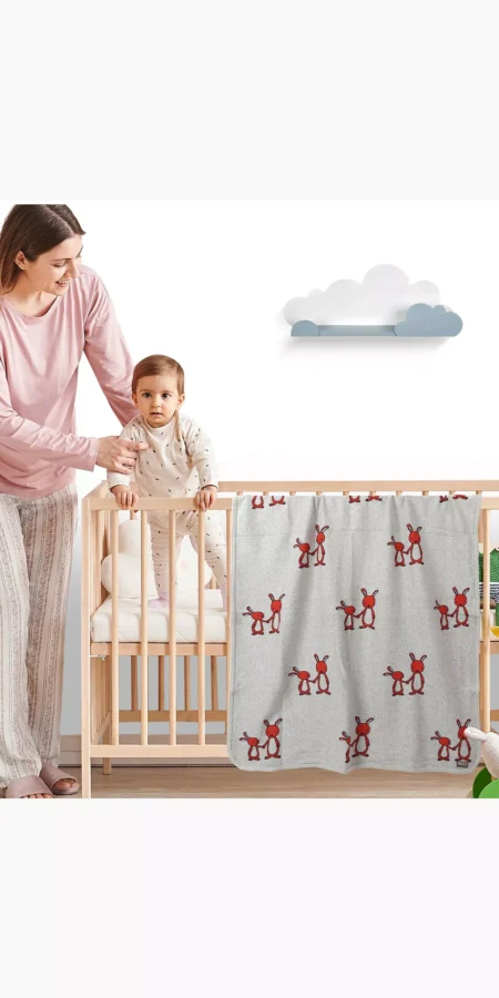 Nurtur 100% Combed Cotton Soft Lightweight Fleece Blanket, 100 x 80 cm, Bunny