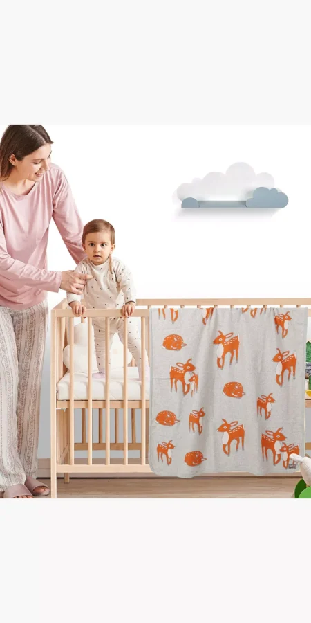 Nurtur 100% Combed Cotton Soft Lightweight Fleece Blanket, 100 x 80 cm, Deer