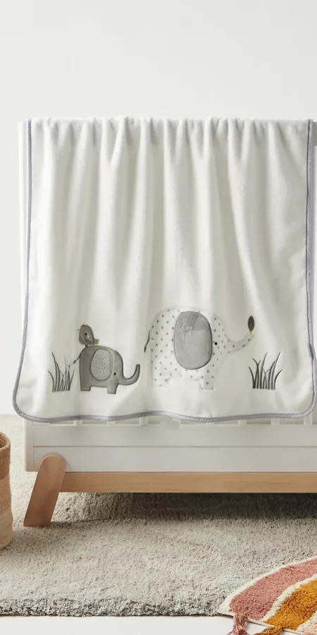 Giggles Elephant Applique Detail Baby Blanket - 76x110 cm