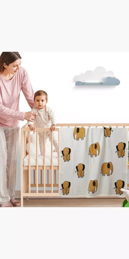 Nurtur 100% Combed Cotton Soft Lightweight Fleece Blanket, 100 x 80 cm, Elephant