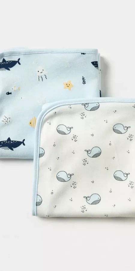 Juniors 2-Piece Underwater Print Receiving Blanket Set - 70x70cm