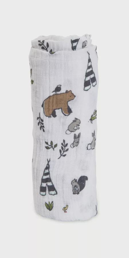 Little Unicorn Cotton Muslin Single Swaddle, Forest Friends