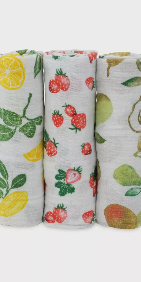 Little Unicorn 3-Piece Cotton Muslin Swaddle, Fruit Stand