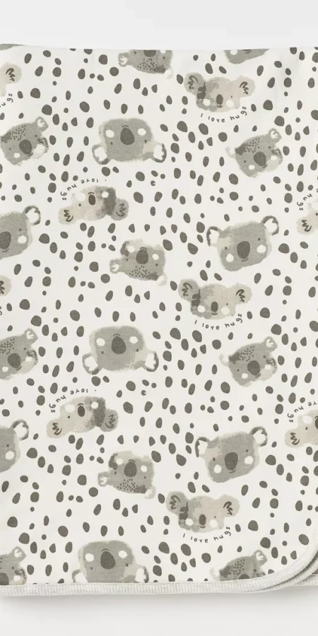 Juniors All-Over Koala Bear Print Receiving Blanket - 70x70 cm