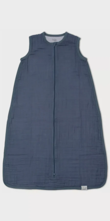 Lulujo 100% Cotton Muslin Sleep Sack, Navy Night, Size L (12-18 Months)