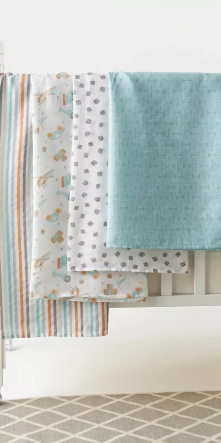 Giggles All-Over Printed 4-Piece Bamboo Muslin Swaddle Blanket Set - 120x120 cm