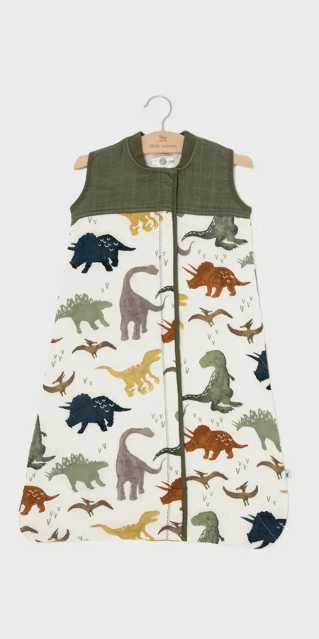Little Unicorn Cotton Muslin Quilted Sleep Bag, Small, Dino Friends
