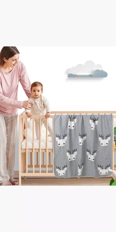 Nurtur 100% Combed Cotton Soft Lightweight Fleece Blanket, 100 x 80 cm, Deer
