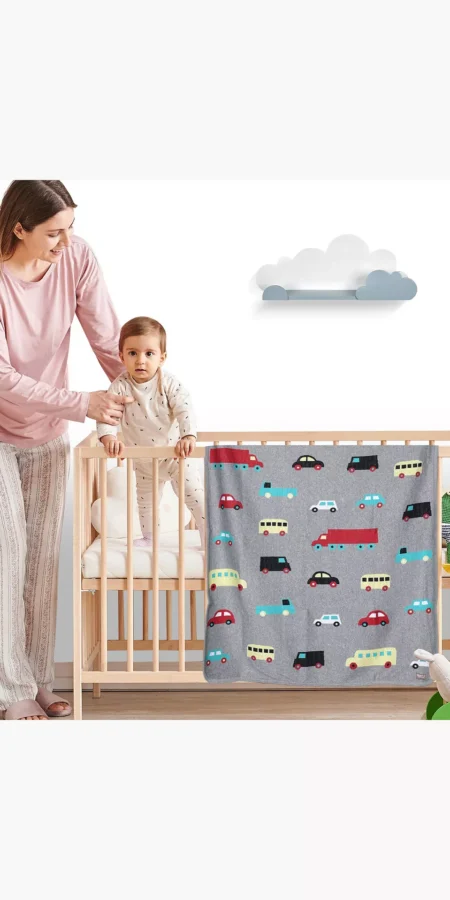 Nurtur 100% Combed Cotton Soft Lightweight Fleece Blanket, 100 x 80 cm, Cars