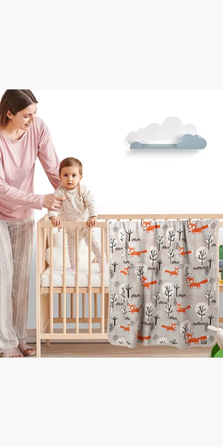 Nurtur 100% Combed Cotton Soft Lightweight Fleece Blanket, 100 x 80 cm, Fox