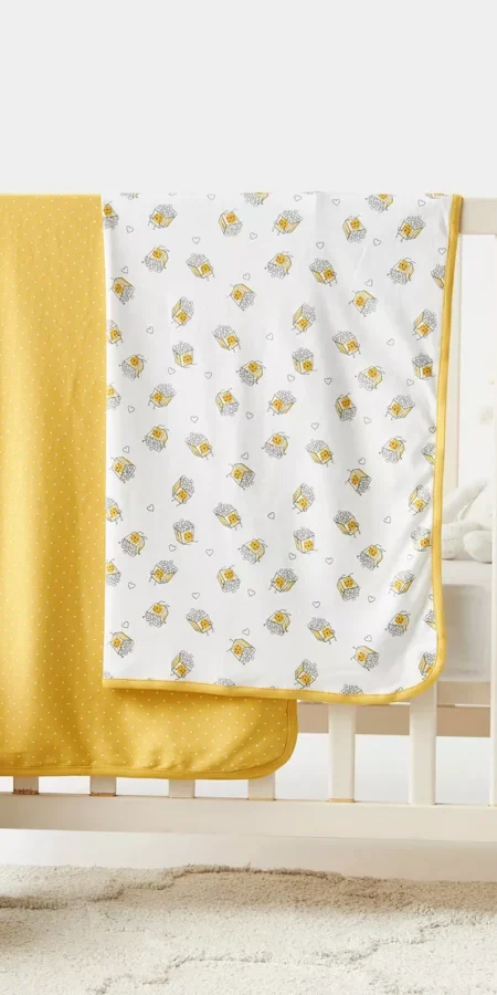Juniors 2-Piece Popcorn Print Receiving Blanket Set - 80x80 cm