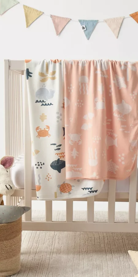 Juniors 2-Piece Under the Sea Print Receiving Blanket Set - 70x70 cm