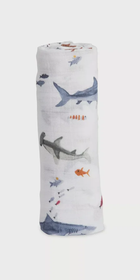 Little Unicorn Cotton Muslin Single Swaddle, Shark