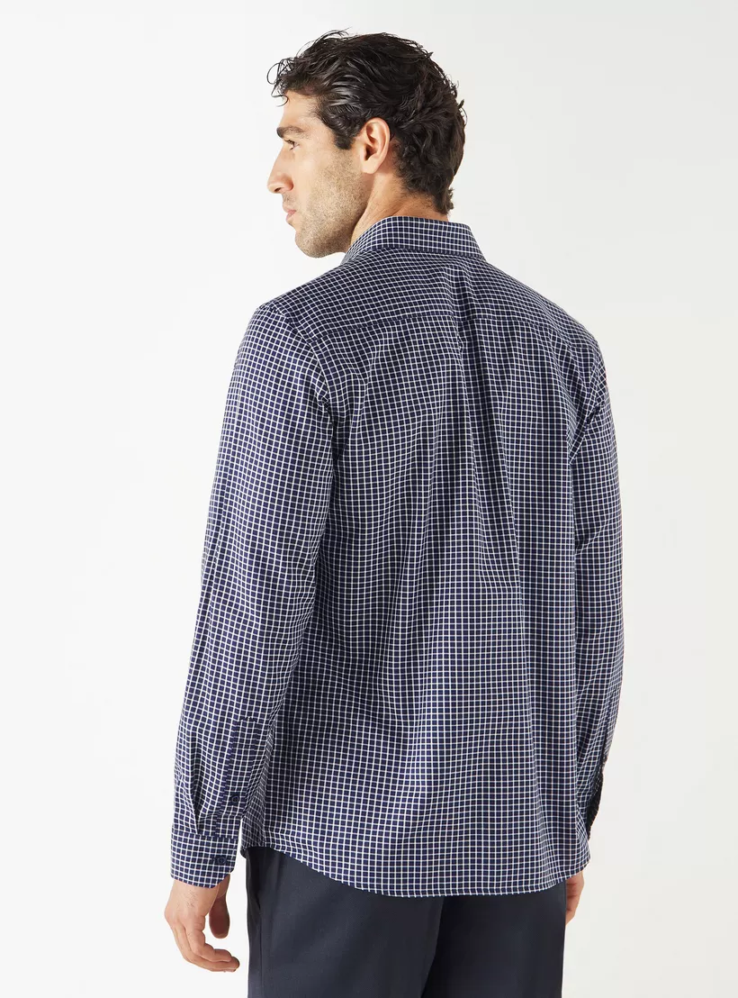 Checked-Slim-Fit-Formal-Shirt-blue-2
