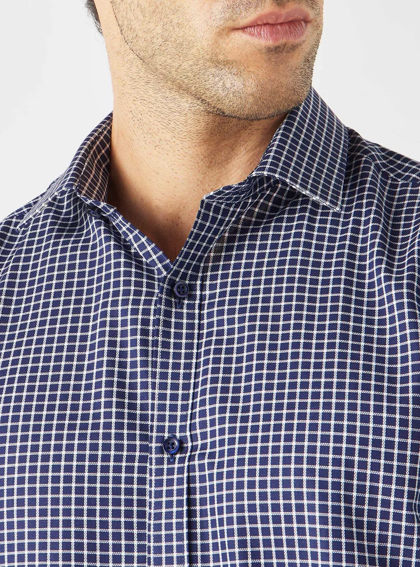 Checked-Slim-Fit-Formal-Shirt-blue-3
