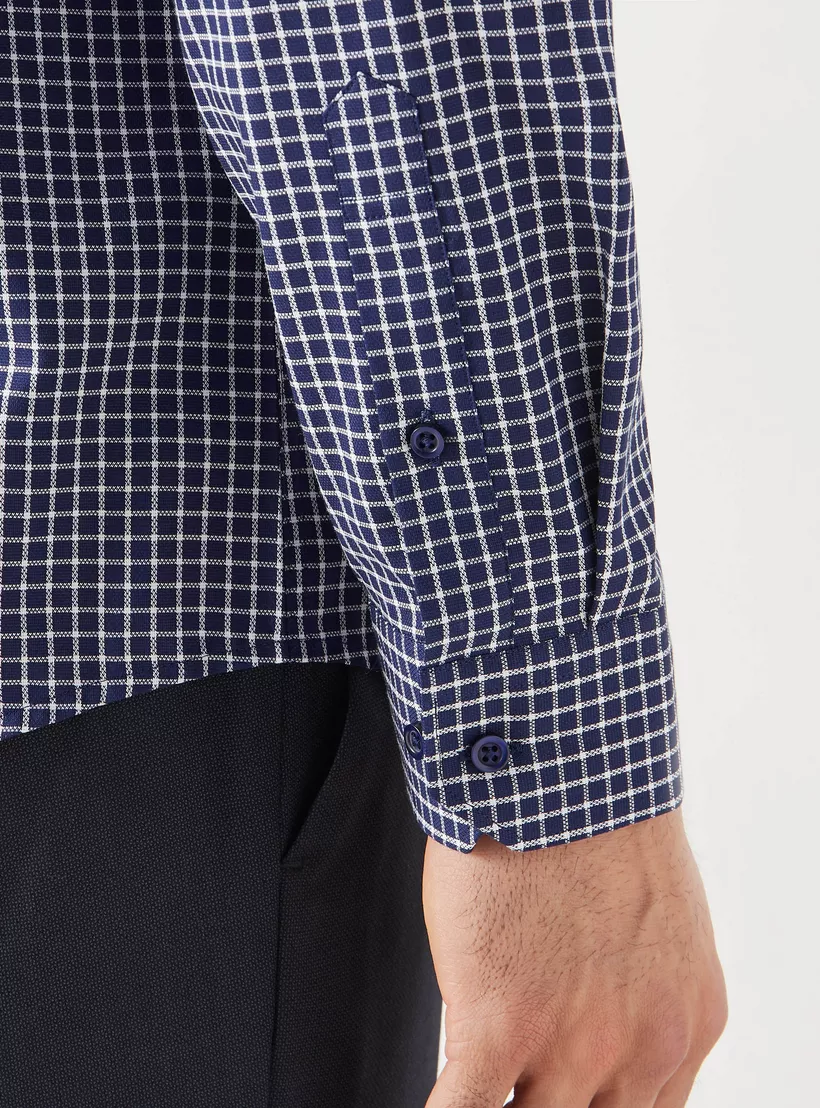 Checked-Slim-Fit-Formal-Shirt-blue-4