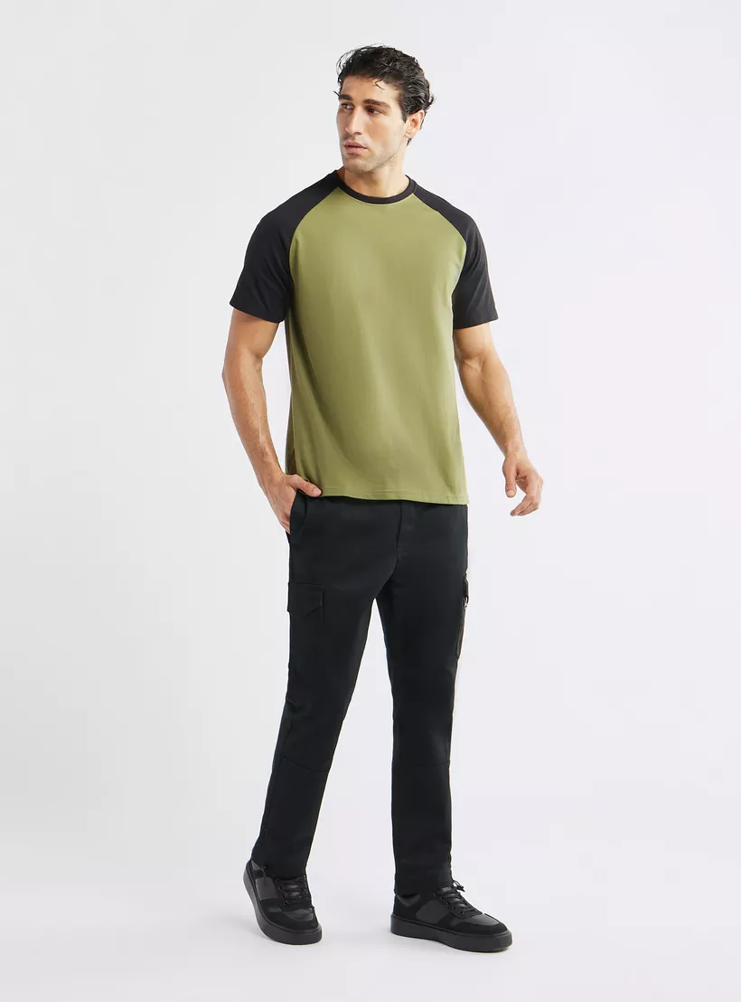 Colourblock-T-shirt-olivegreen-1