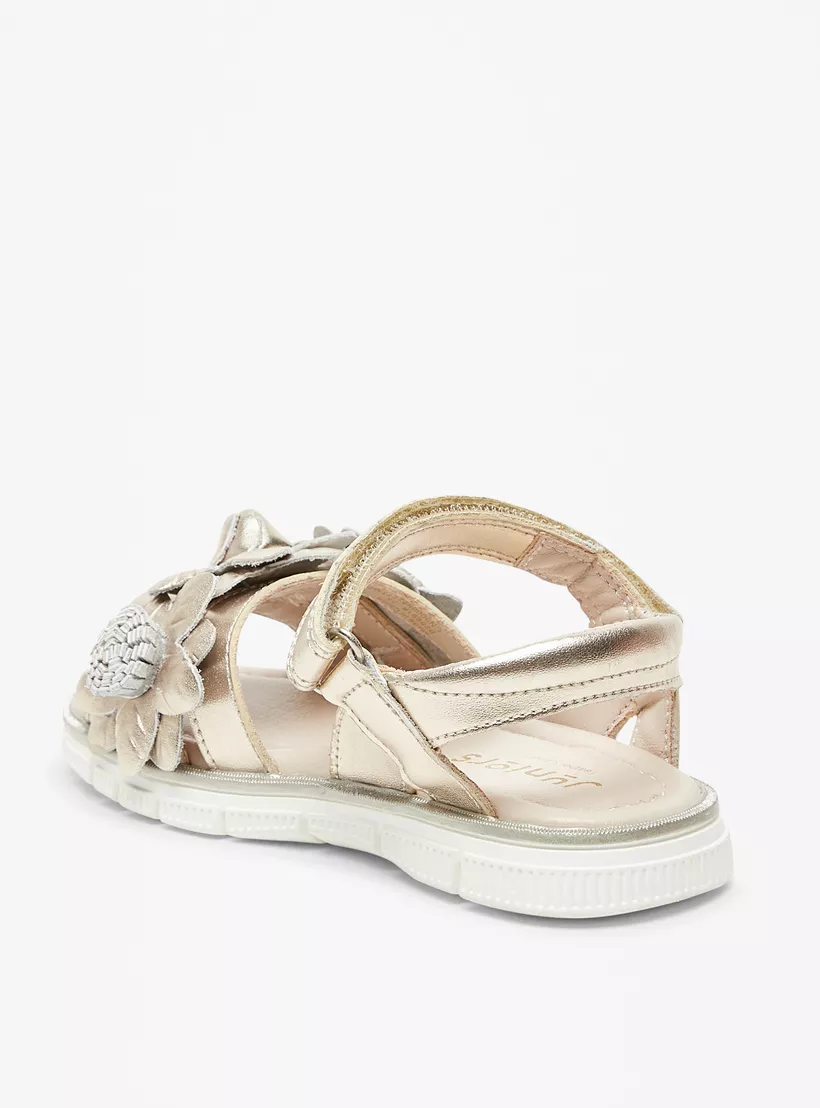 Golden Sandals with Hook and Loop Closure 2