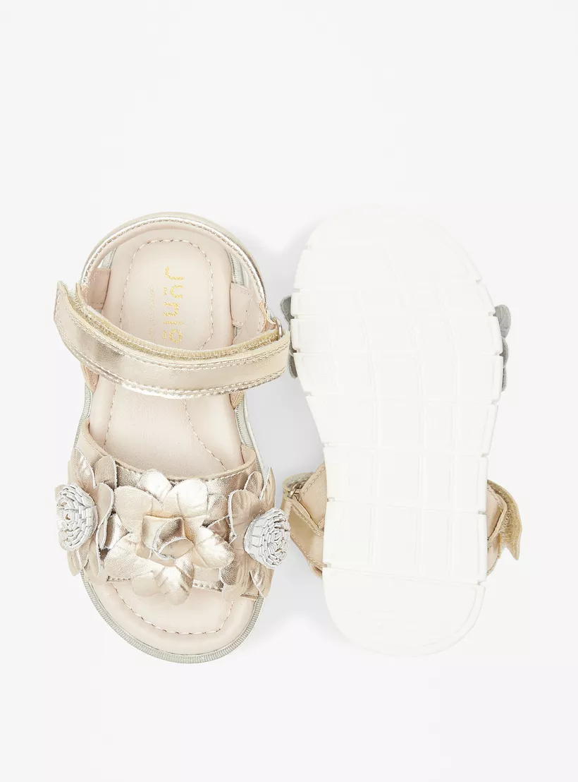 Golden Sandals with Hook and Loop Closure 4