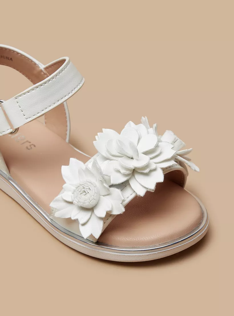 Juniors-Floral-Detail-Sandals-white