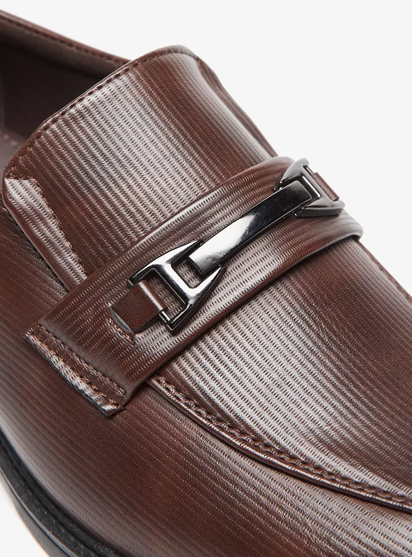 LBL-By-Shoexpress-Textured-Slip-On-Loafers-with-Metal-Accent-brown-4