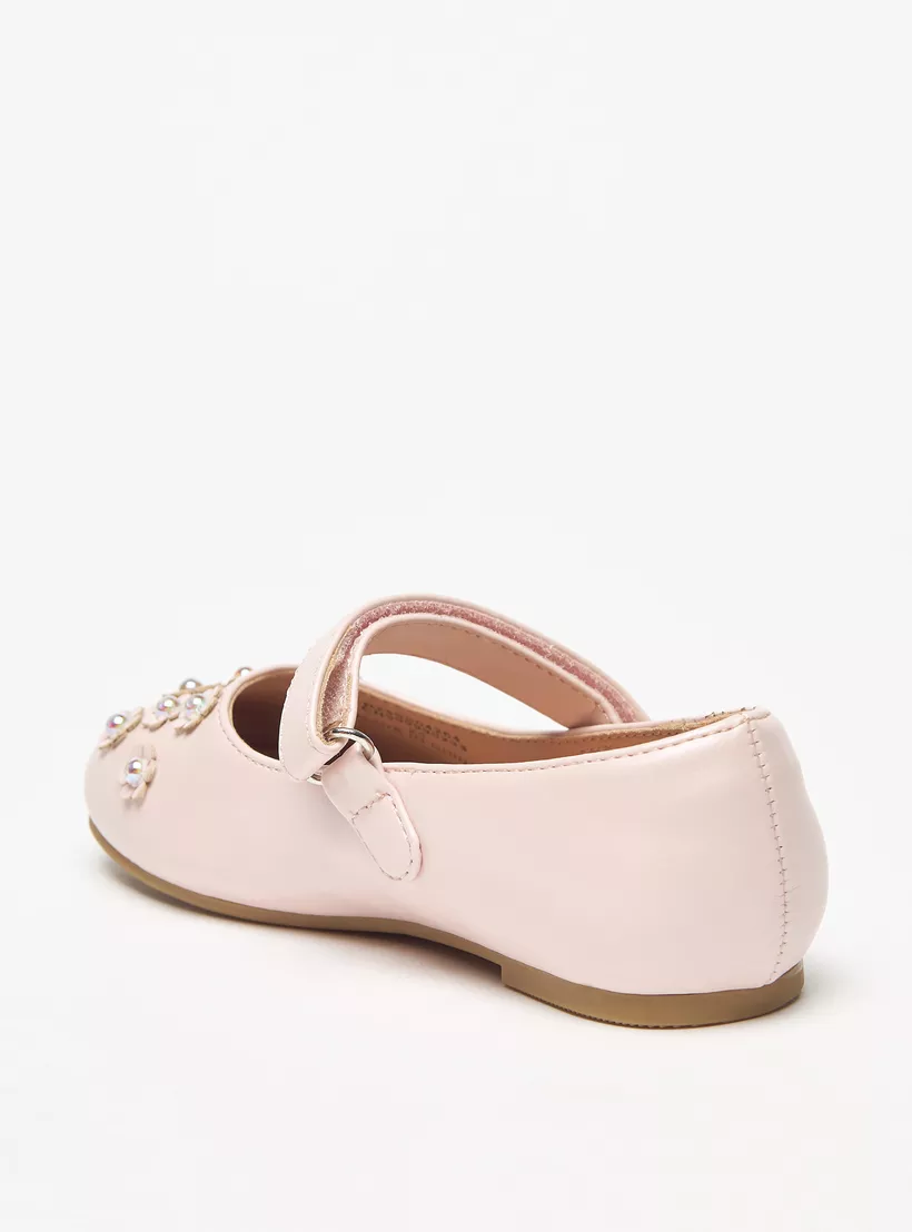 Pink Accent Ballerina Shoes with Hook and Loop Closure 2