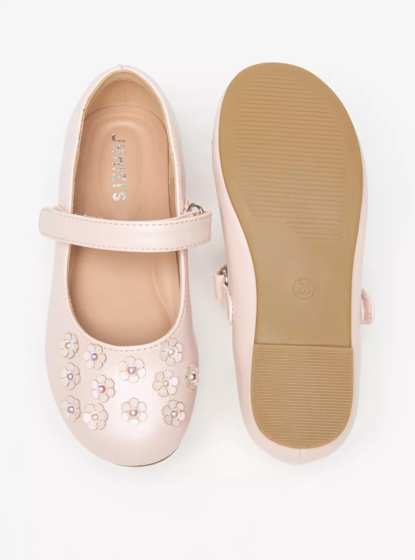 Pink Accent Ballerina Shoes with Hook and Loop Closure 4