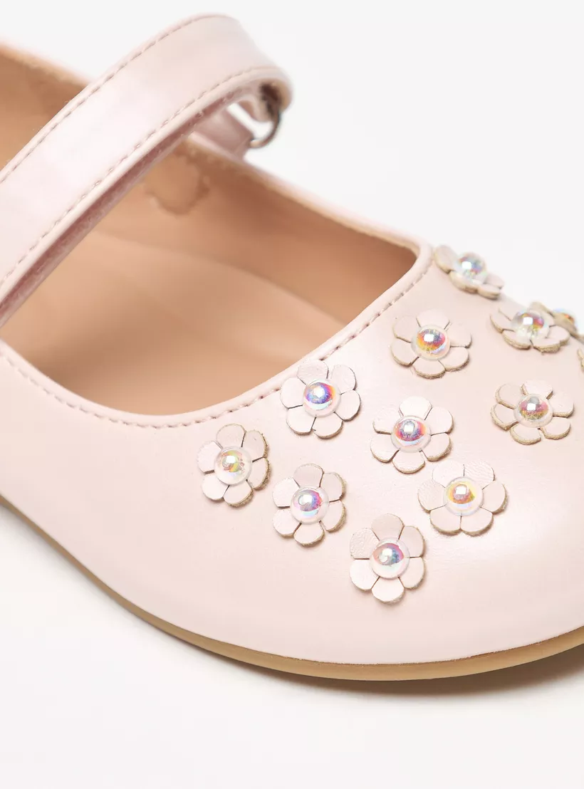 Pink Accent Ballerina Shoes with Hook and Loop Closure 5