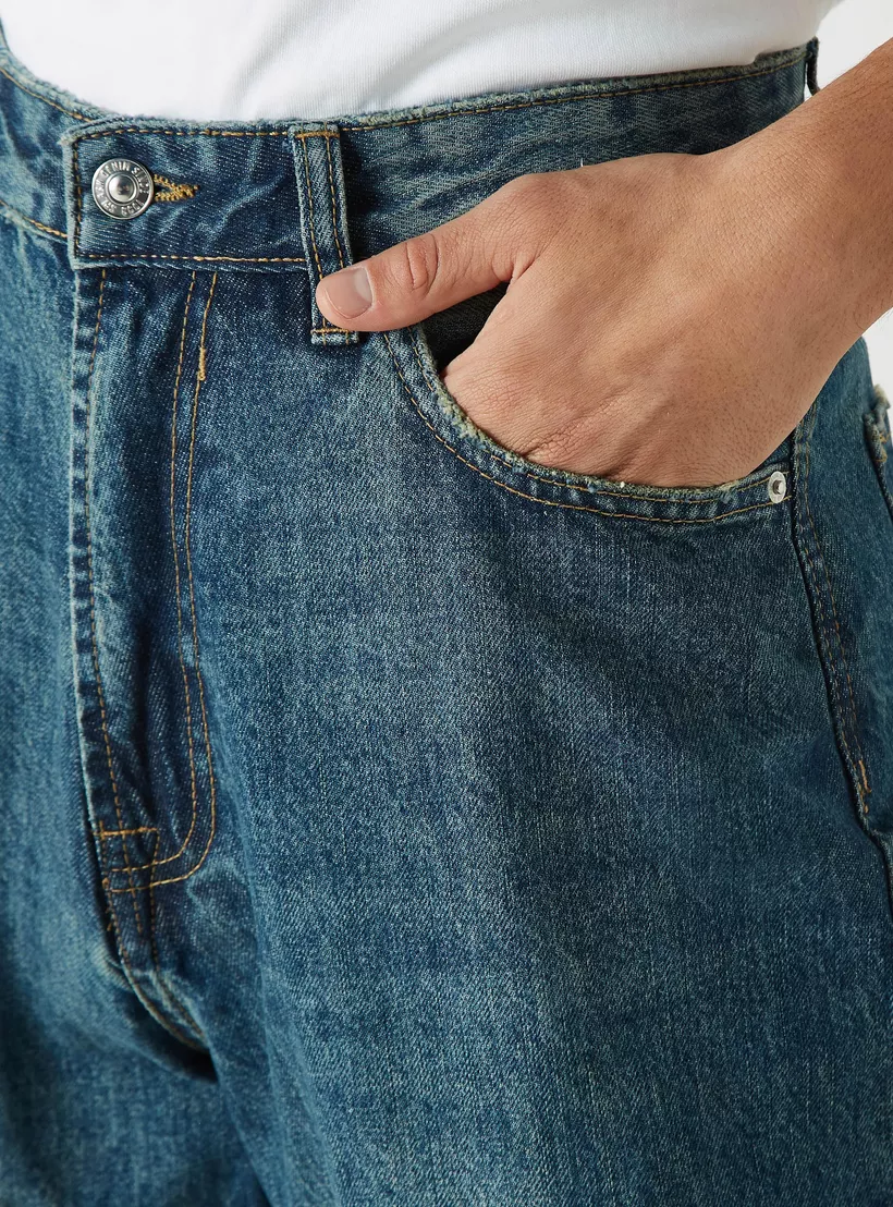 Solid-Baggy-Fit-Jeans-with-Button-blue-3