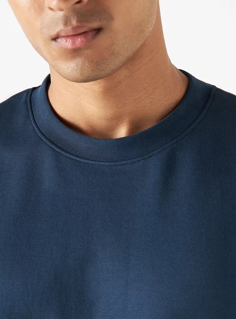 Solid-Crew-Neck-T-shirt-blue-3