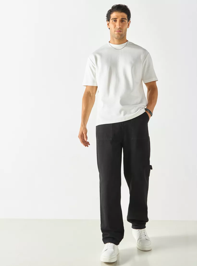 Solid-Crew-Neck-T-shirt-with-Short-Sleeves-white-1