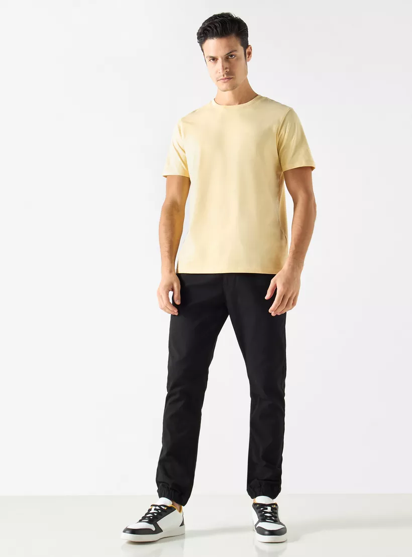 Solid-T-shirt-with-Crew-Neck-yellow-1