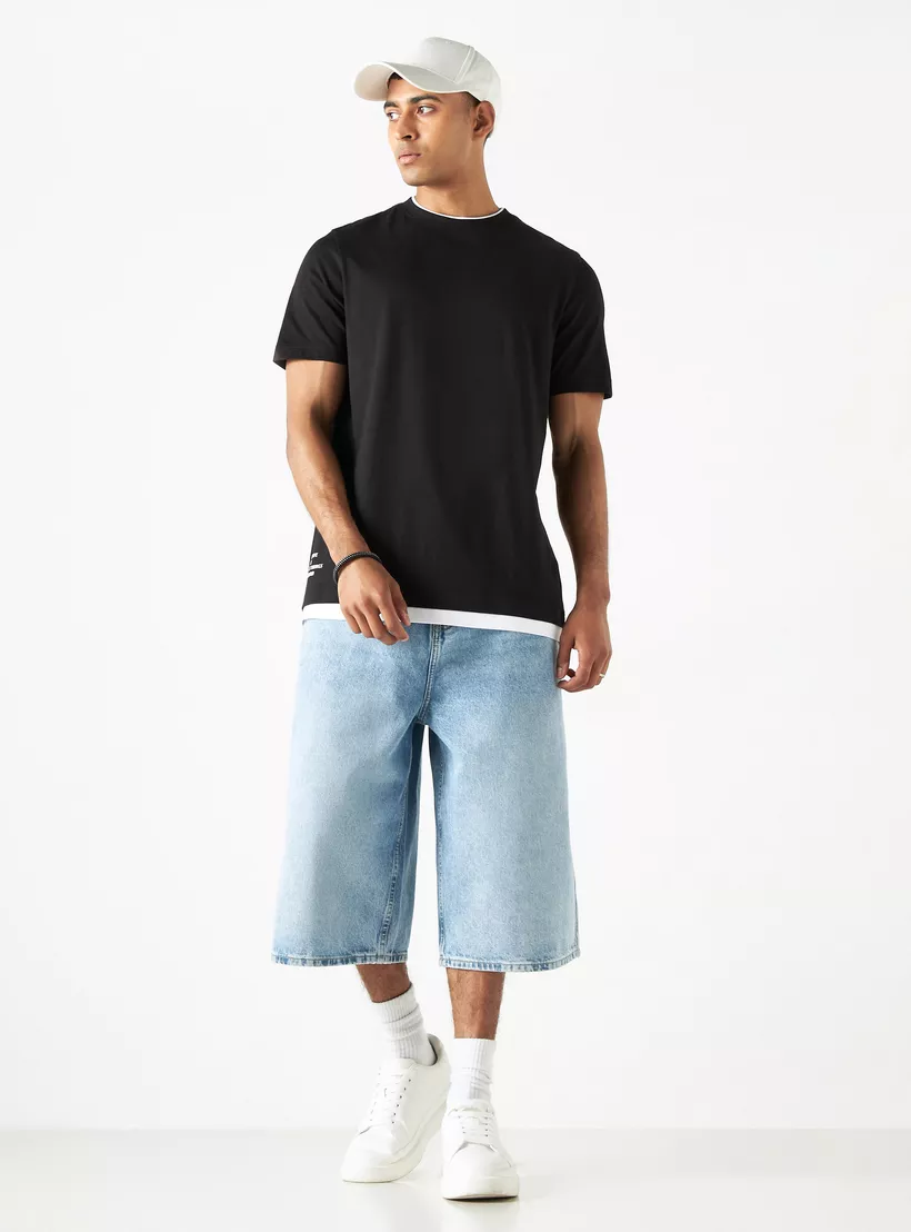 Solid-T-shirt-with-Round-Neck-black-1