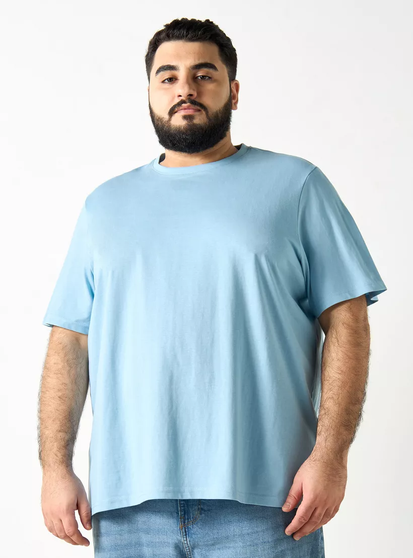 Solid-T-shirt-with-Short-Sleeves-blue-1