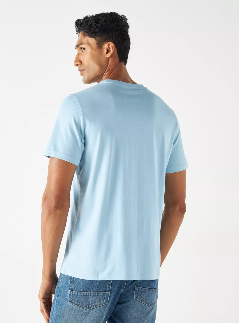 Solid-T-shirt-with-Short-Sleeves-blue-3