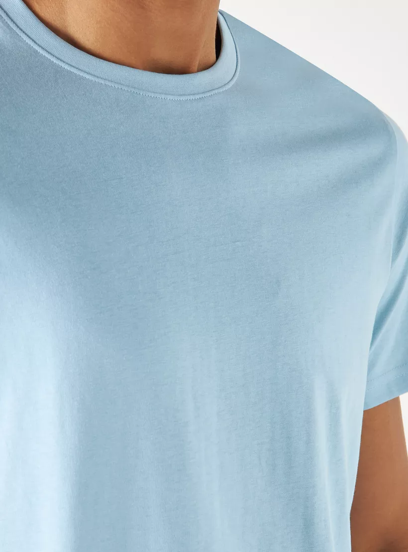 Solid-T-shirt-with-Short-Sleeves-blue-4