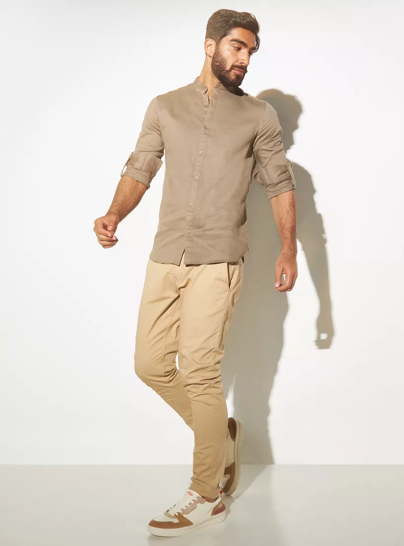 Textured-Mandarin-Collar-Shirt-wood-1