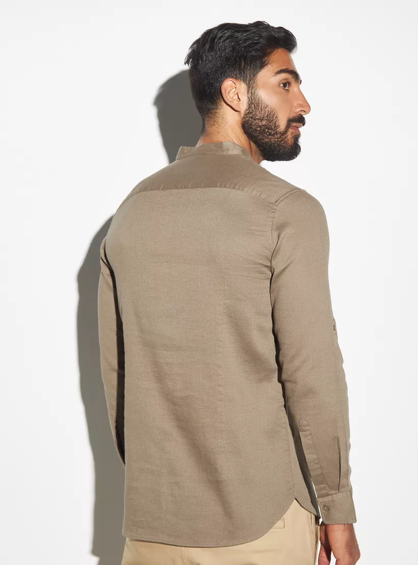 Textured-Mandarin-Collar-Shirt-wood-2