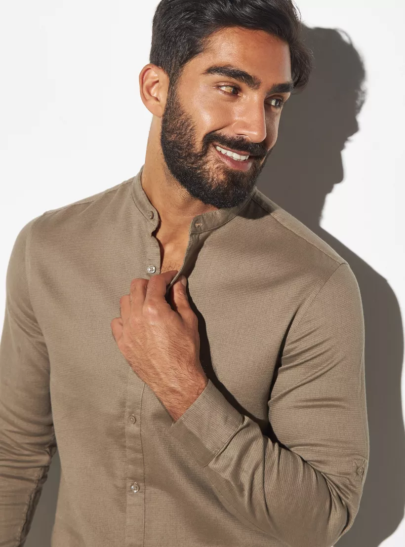 Textured-Mandarin-Collar-Shirt-wood-3