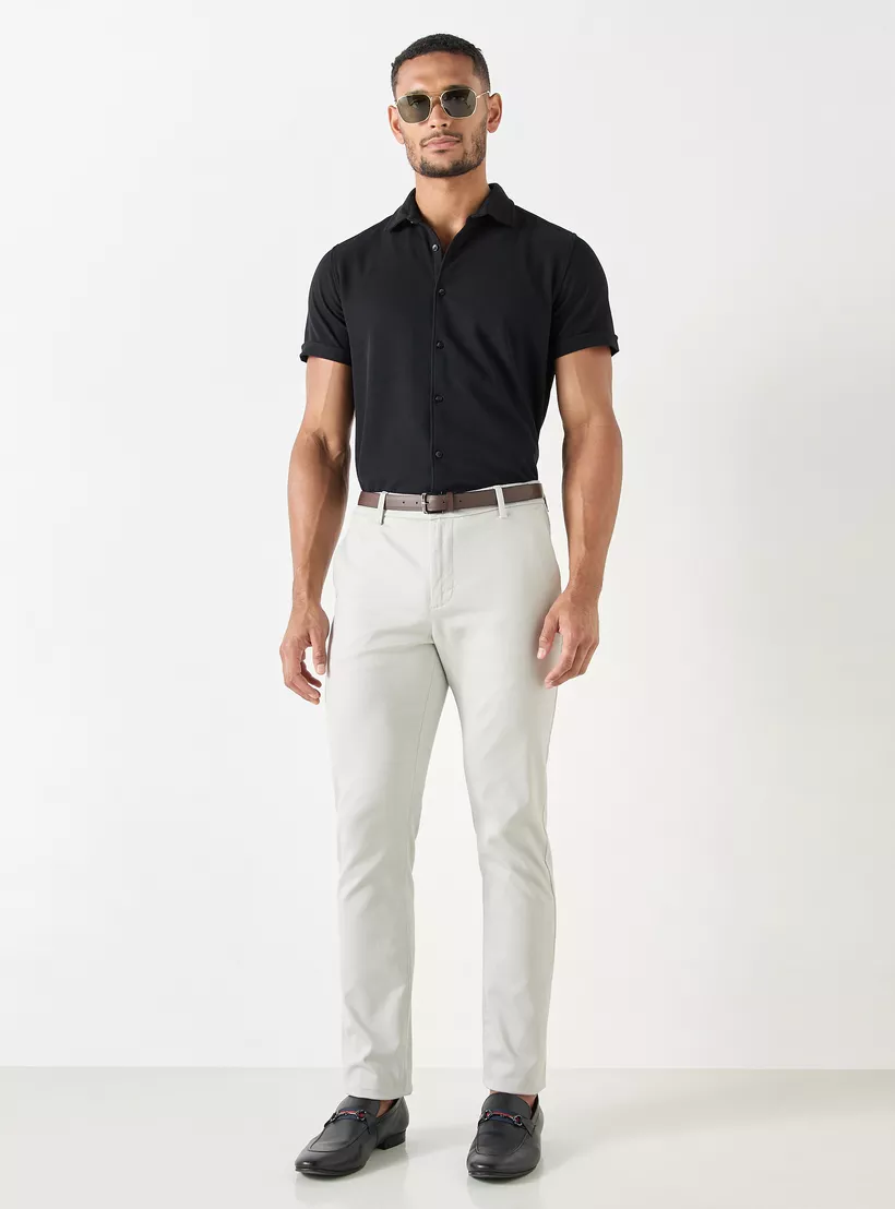 Textured-Slim-Fit-Shirt-with-Short-Sleeves-black-1