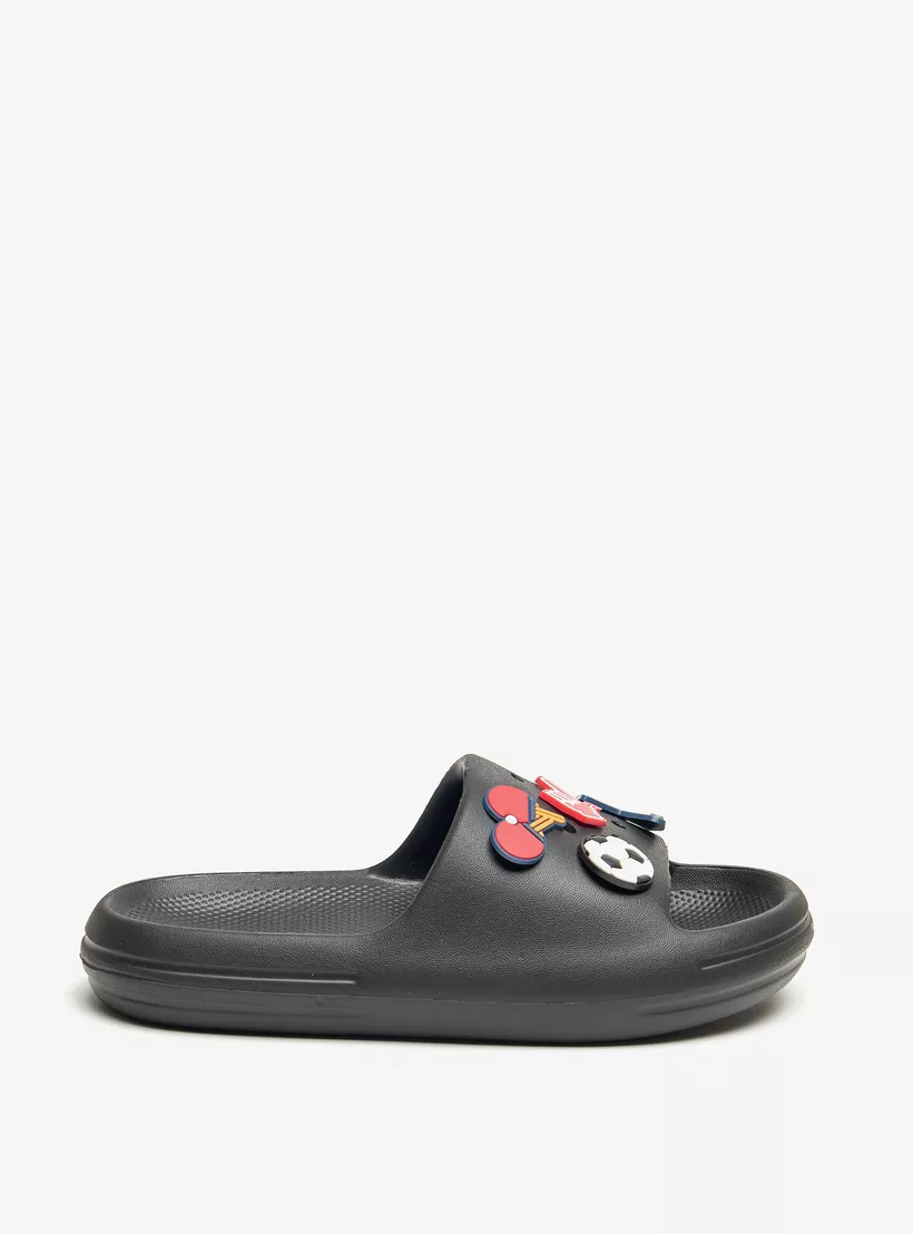 Aqua Applique Detail Slide Slippers-3