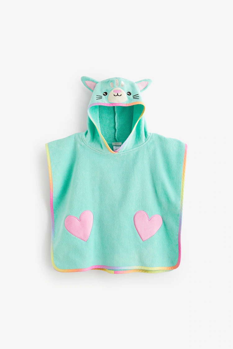 Aqua Blue 100% Cotton Towelling Poncho (9mths-10yrs)-5