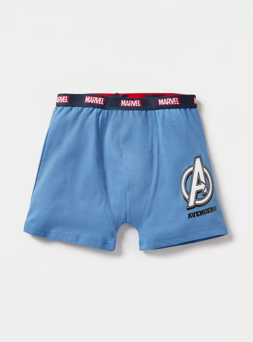 Avengers Print Boxer Briefs with Elasticated Waist - Set of 3-2