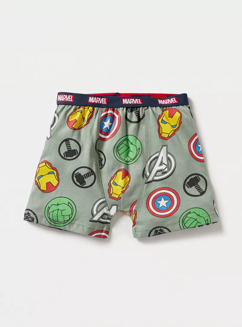 Avengers Print Boxer Briefs with Elasticated Waist - Set of 3-3