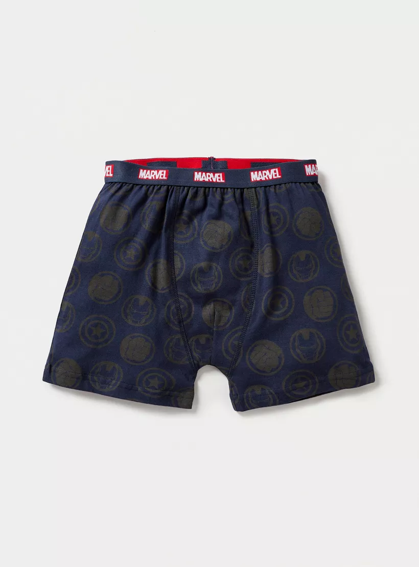Avengers Print Boxer Briefs with Elasticated Waist - Set of 3-4
