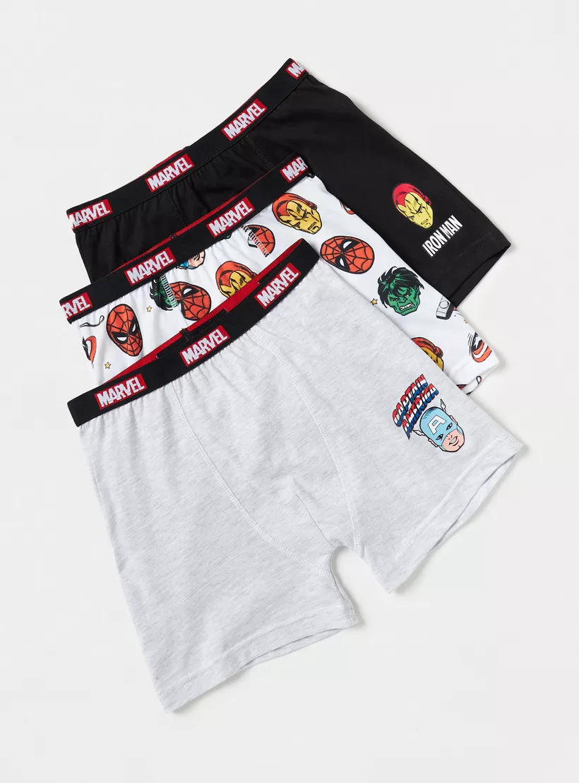 Avengers Print Boxers with Elasticated Waistband - Set of 3-2